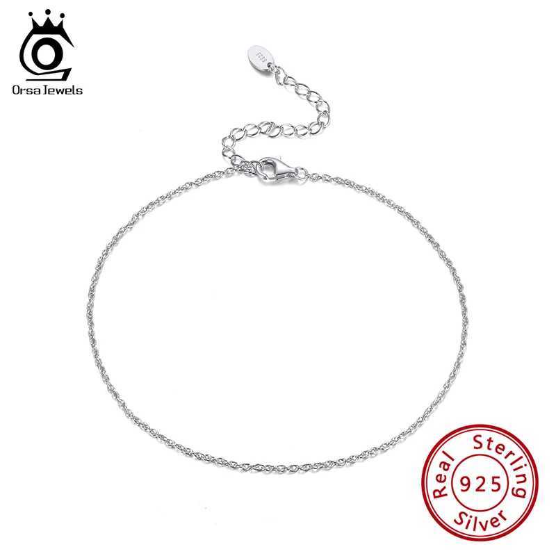 ORSA JEWELS Genuine 925 Sterling Silver Twisted Cb Chain Anklet Basic Chain Foot Beach on Leg Lobster Clasp for Wen SA06 X250125