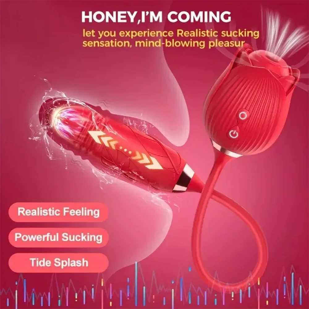 Rose Sucking Vibrator for Women Dildo Thrusting Vibrating Clit Sucker Nipple Clitoris Stimulation Female Sex Toys for Adults W250117