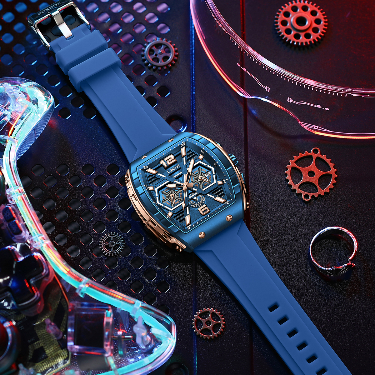 LIGE new men's quartz watch multifunctional waterproof calendar night light watch fashionable high-end sports watch