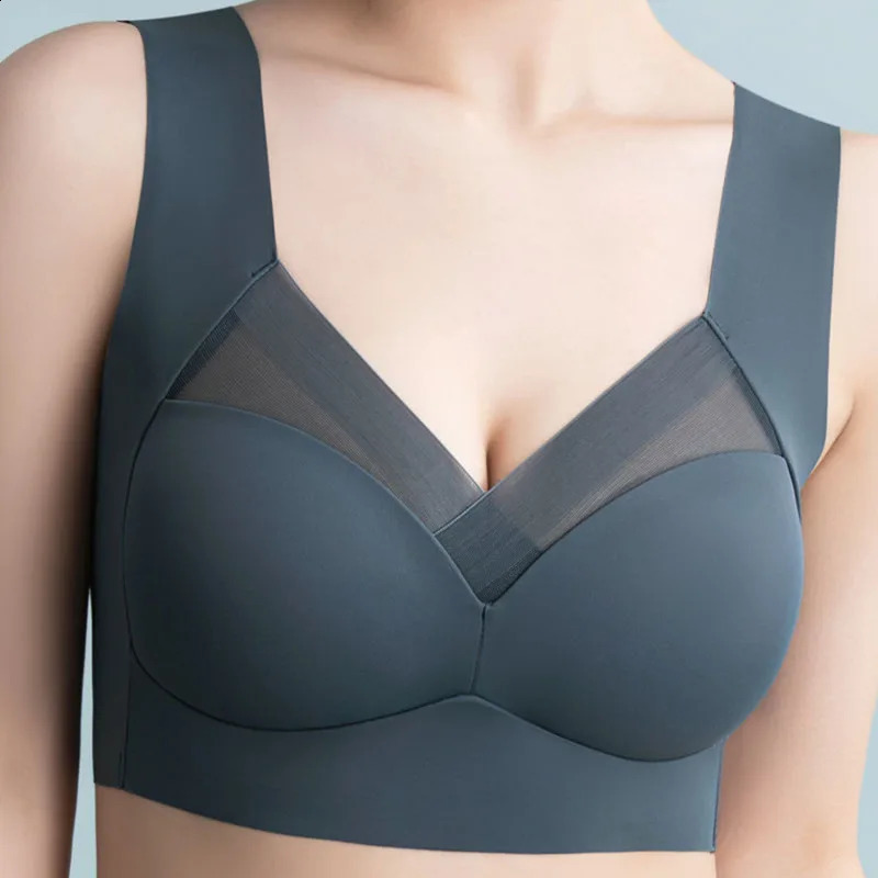 Womens bra largesized seamless thin lace wrapped integrated fixed cup no steel ring strapless vest womens 250122