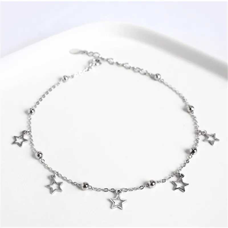 925 Sterling Silver Simple Star Pendant Anklet Women Summer Ocean Beach Casual Jewelry Accories Girlfriend GiftXJ250121