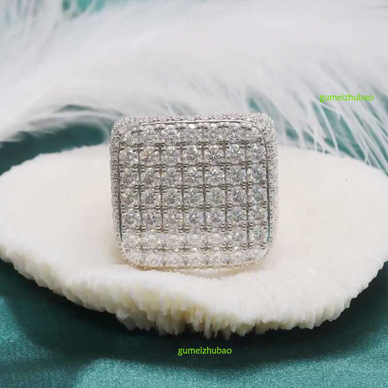 Custom Fine Hip Hop Iced Out Vvs Moissanite Ring Sterg Sier Full Men Hiphop Lab Dia