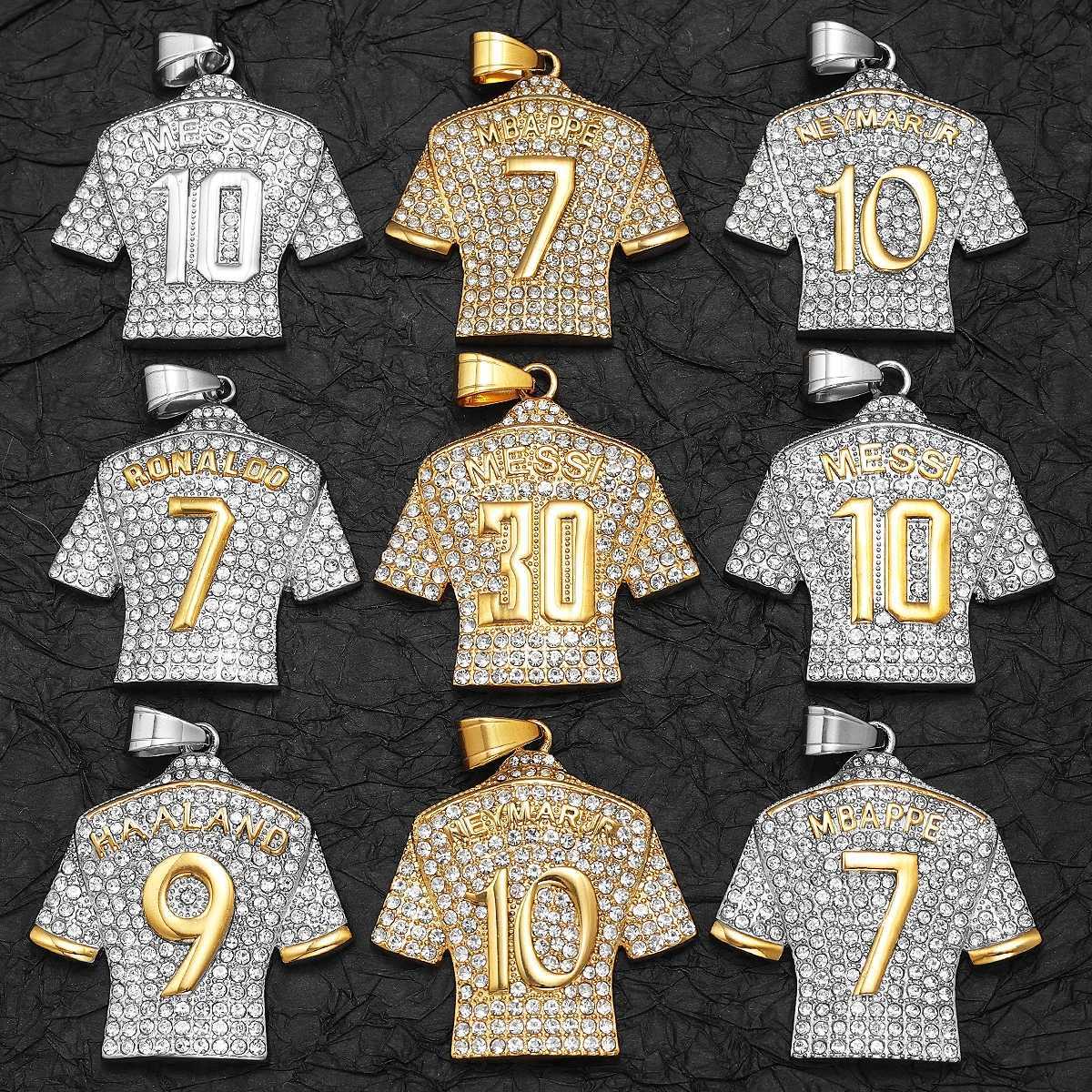 Football Jersey Messi Cristiano Ronaldo Neymar Mbapp Harland Men Necklaces Stainless Steel Pendant Chain Fashion Jewelry GiftsXJ250121