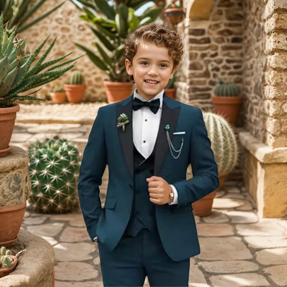 Wedding Suit For Boys Children Dark Green Stage Performance Formal Suit Flower Kids School Graduation Piano Ceremony Costume Set 250120