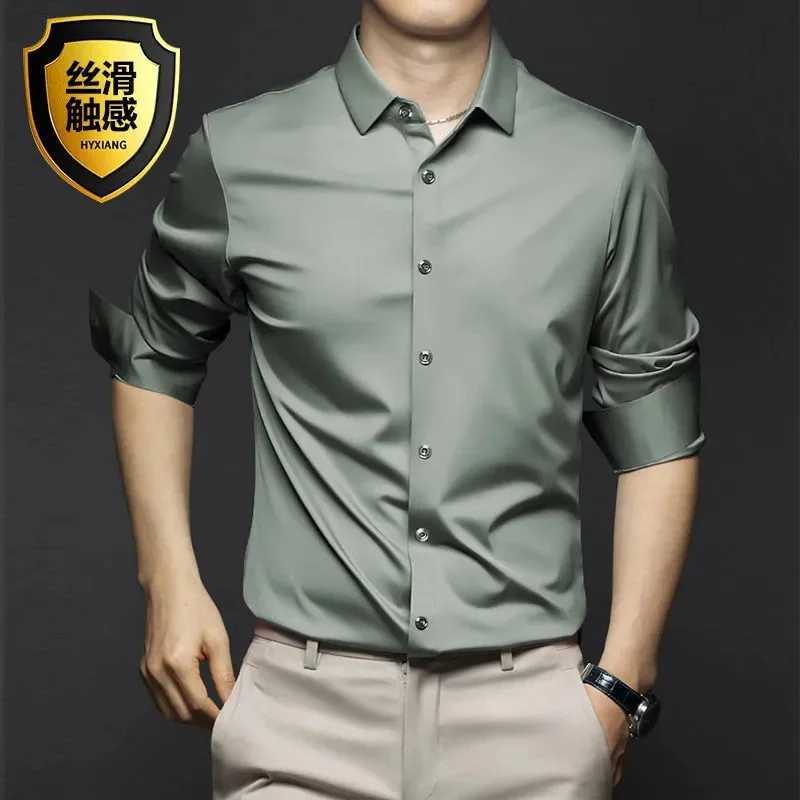 New High Quality Orange Mens Long Sleeve Shirt Luxurious Wrinkle Resistant Non Ironing Solid Business Casual Dress Shirt S-5XLXJ250121
