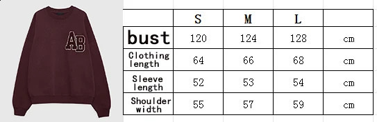 24 winter North American niche AB hand cranked special y fleece wine red loose womens round neck sweatshirt 250121