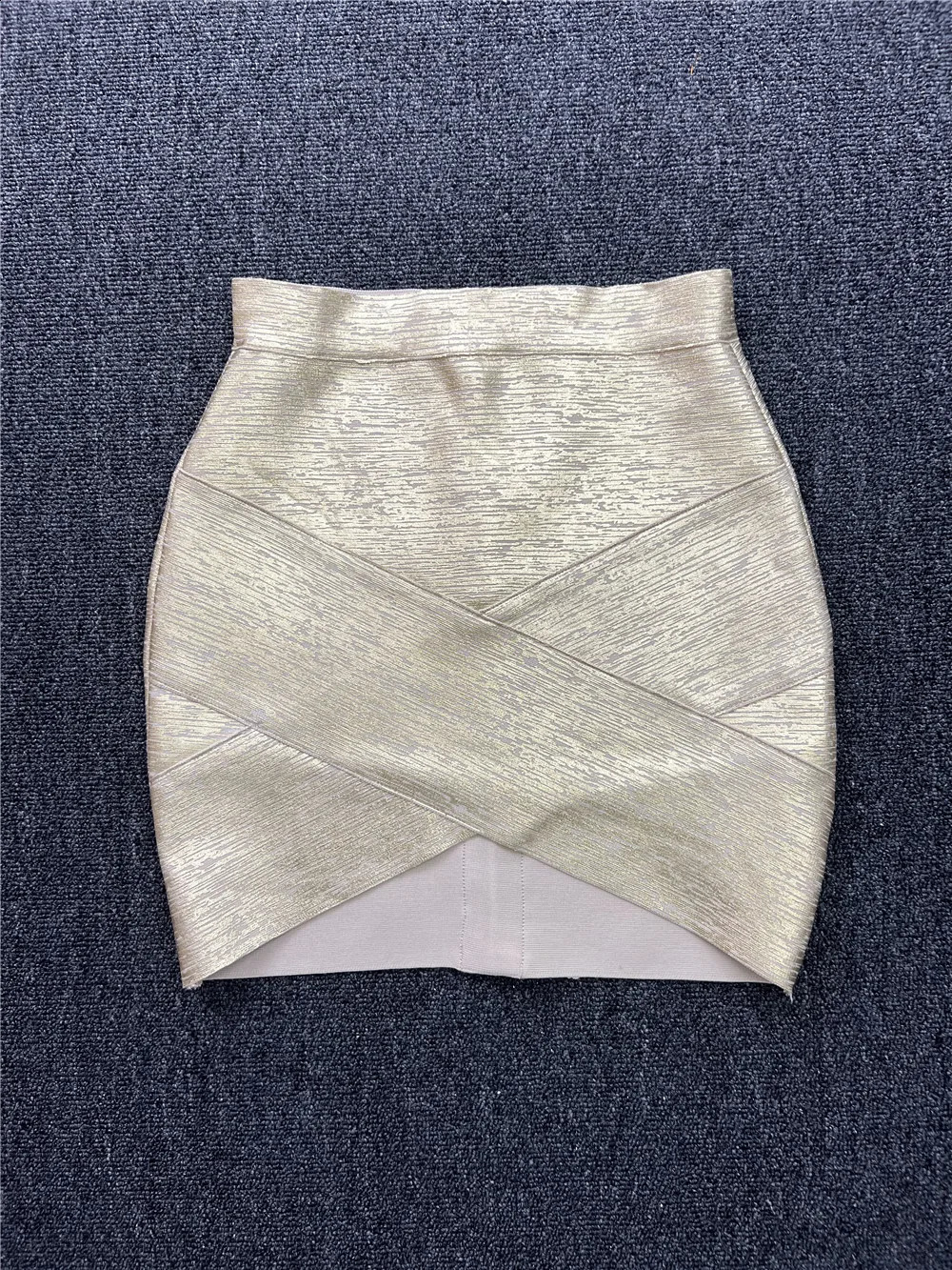 40CM Mini Short Elastic Bronzing Bandage Skirt Women Sexy Bodycon Asymmetric Pencil Skirts High Street Going Out Club Party 250117