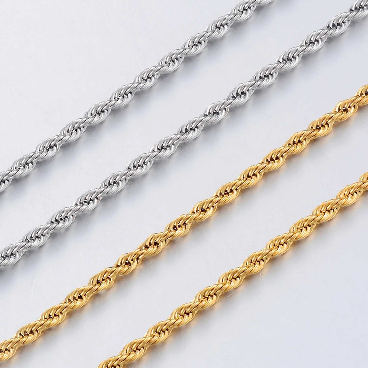 Width 2/3/4/5/6mm 316L Stainless Steel Gold Color Twisted Rope Chain Necklace For Mens and Womens Jewelry wholesaleXJ250121