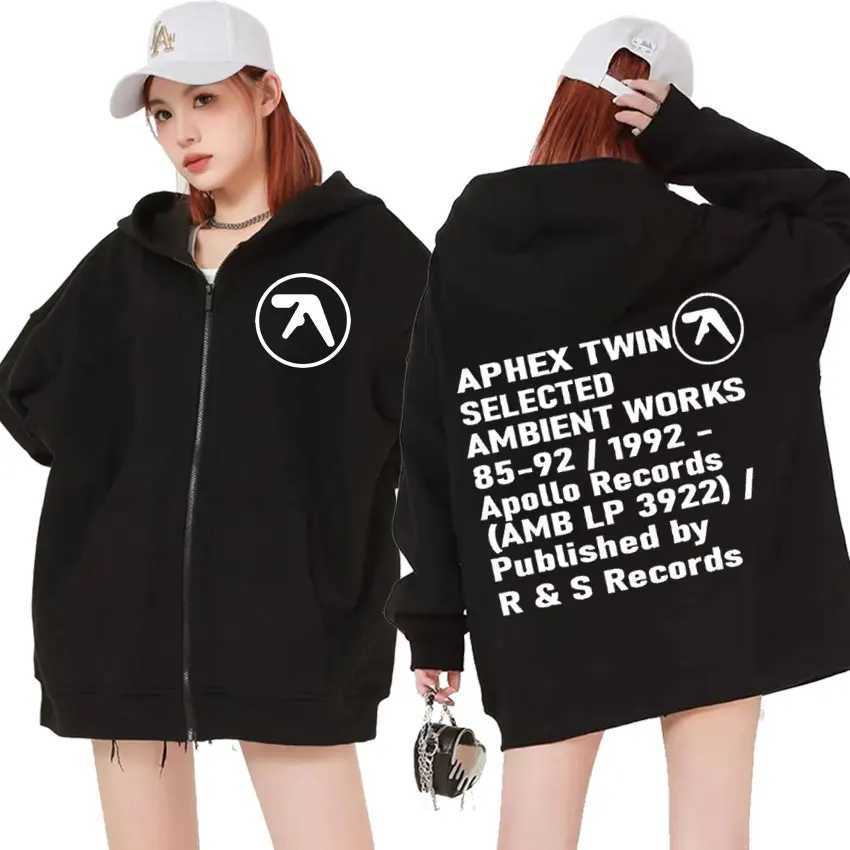 Aphex Twin Ambient Works Records Zip Up Hooded Men Women Harajuku Hip Hop Punk Jackets Sweatshirts Fashion Casual Zipper Hoodies X250125