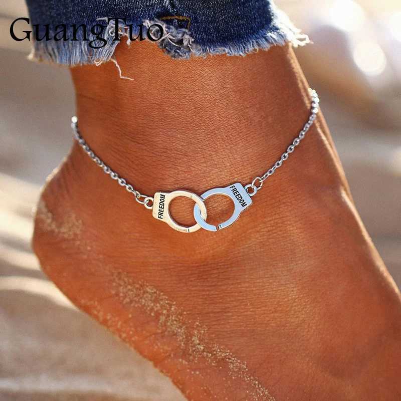L018 Hot S Vintage Silver Color Handcuffs Anklets for Wen Bohen and Ankle Bracelet on the Leg Barefoot Party Jewelry X250125