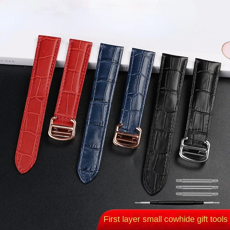 Genuine Leather Strap Replacement For Tank Men Women Watch Chain Blue red pink Watchband Bracelet Belt 16 18 20mm 250121