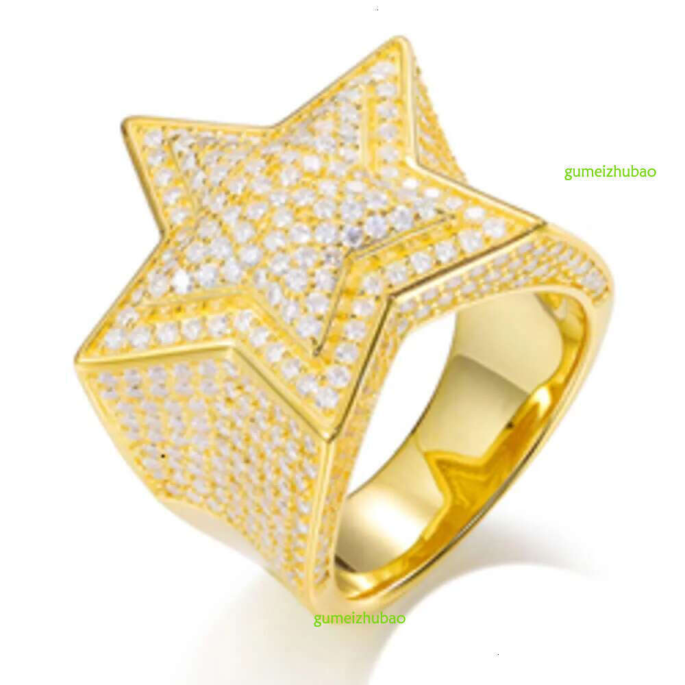 VVS Moissanite Dia Star Ring With GRA CertificateHiphop Men Women Fine Jewelry Iced Out Gold Plated Sterg Sier