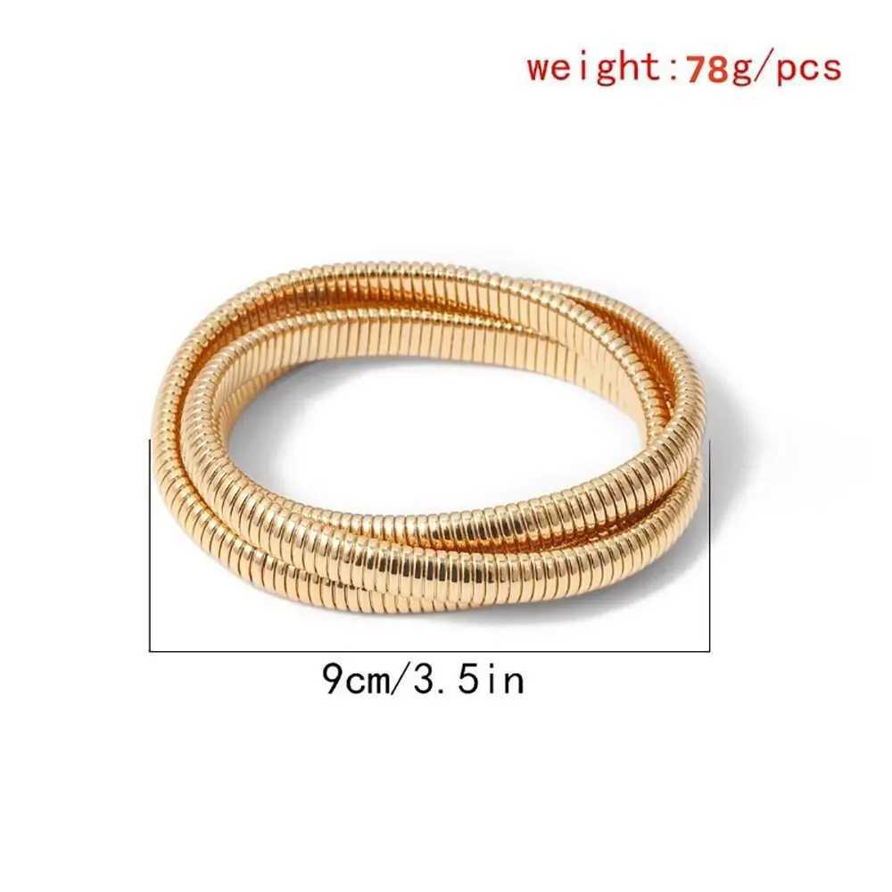 Waterproof Stainl Steel Elastic Bracelet for Women Punk Style Vintage Simple Design Hip Hop Spiral Bangle GirlsXJ250315