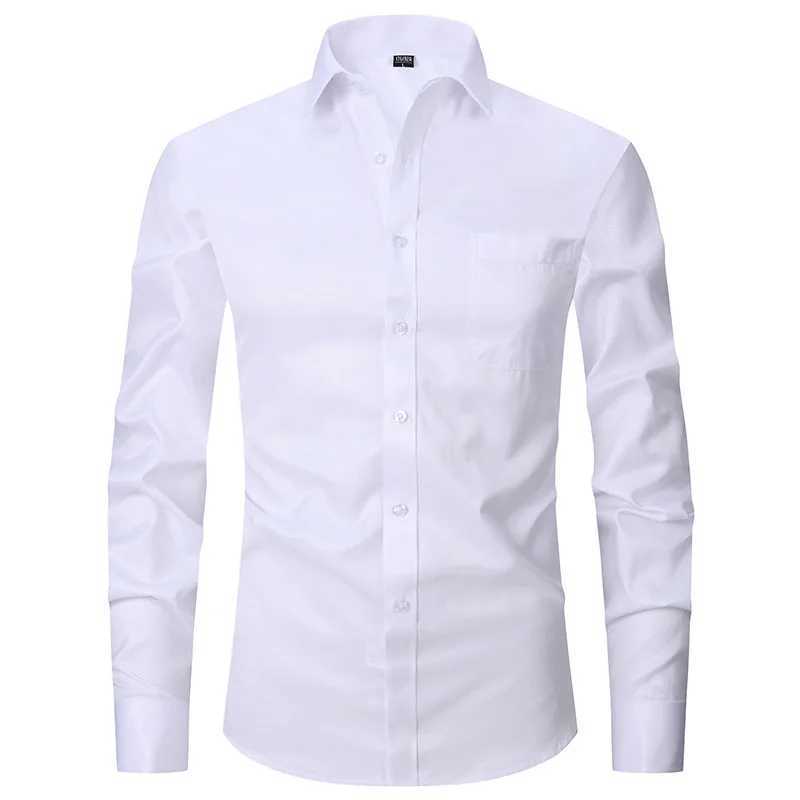 M~6XL Mens French Cuff Dress Shirt White Long Sleeve Social Male Shirts Regular Fit Party Dinner Wedding Cufflinks Formal ShirtXJ250121