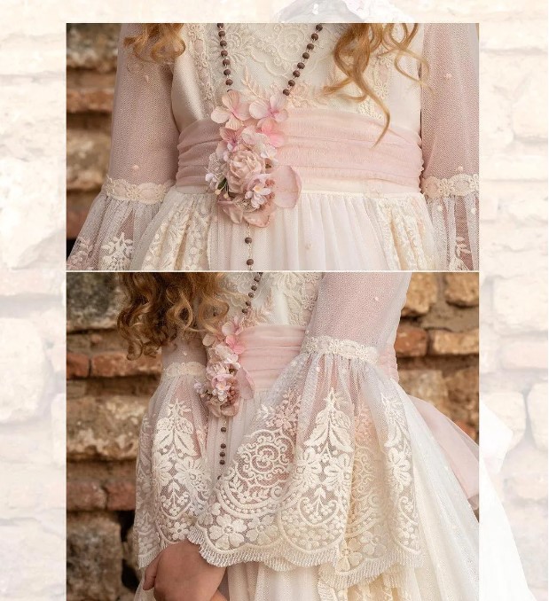 Vintage Long Sleeve Bohemain Flower Girl Dresses A Line Appliques With Sash Long Kids Formal Occasion Birthday First Communion Pageant Gowns BC18610 0