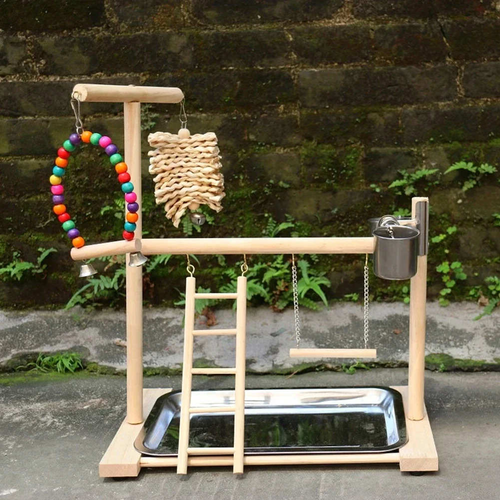 Bird Playground Perch Stand Feeding Cups Swing Climbing Ladder Parrot Playstand Exercise Playgym For Parakeet Cockatiel Lovebi 250121