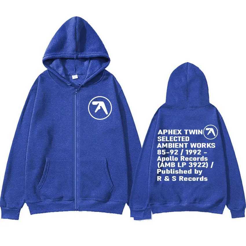 Aphex Twin Ambient Works Records Zip Up Hooded Men Women Harajuku Hip Hop Punk Jackets Sweatshirts Fashion Casual Zipper Hoodies X250125
