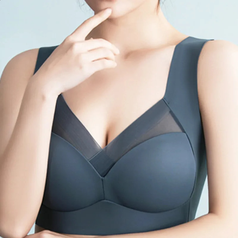 Womens bra largesized seamless thin lace wrapped integrated fixed cup no steel ring strapless vest womens 250122