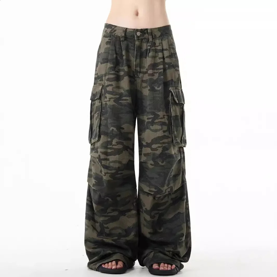 American Style Vintage Camouflage Cargo Pants Loose Fit Casual Multipocket Washing Pants Trendy Ins For Men And Women 250122