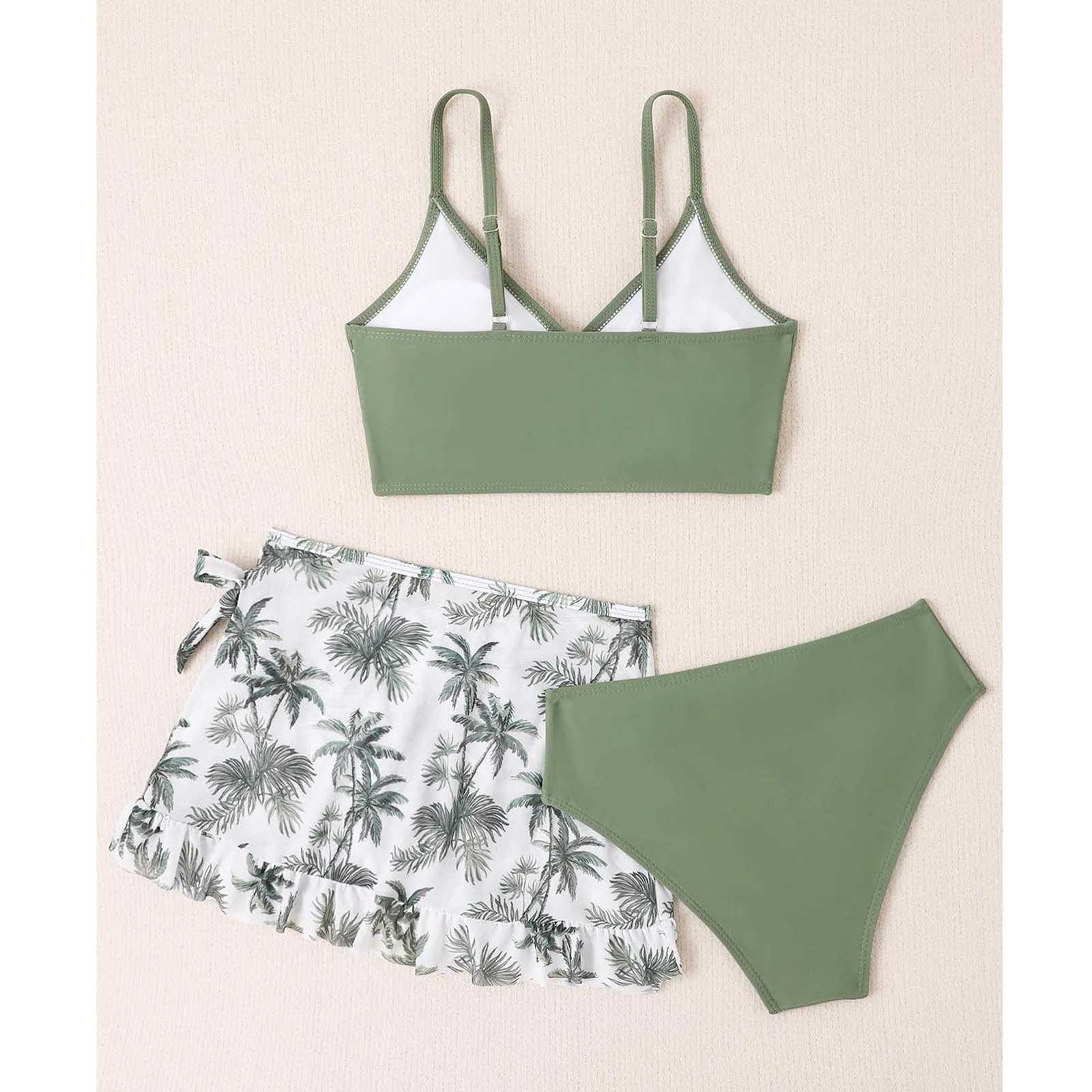 Kids Girls Swimsuit Bikini Set Bralette Girls Two-Piece Bathing Suits Volant Top Bikini Panties Swim Beachwear Tankini BeachwearXJ250117