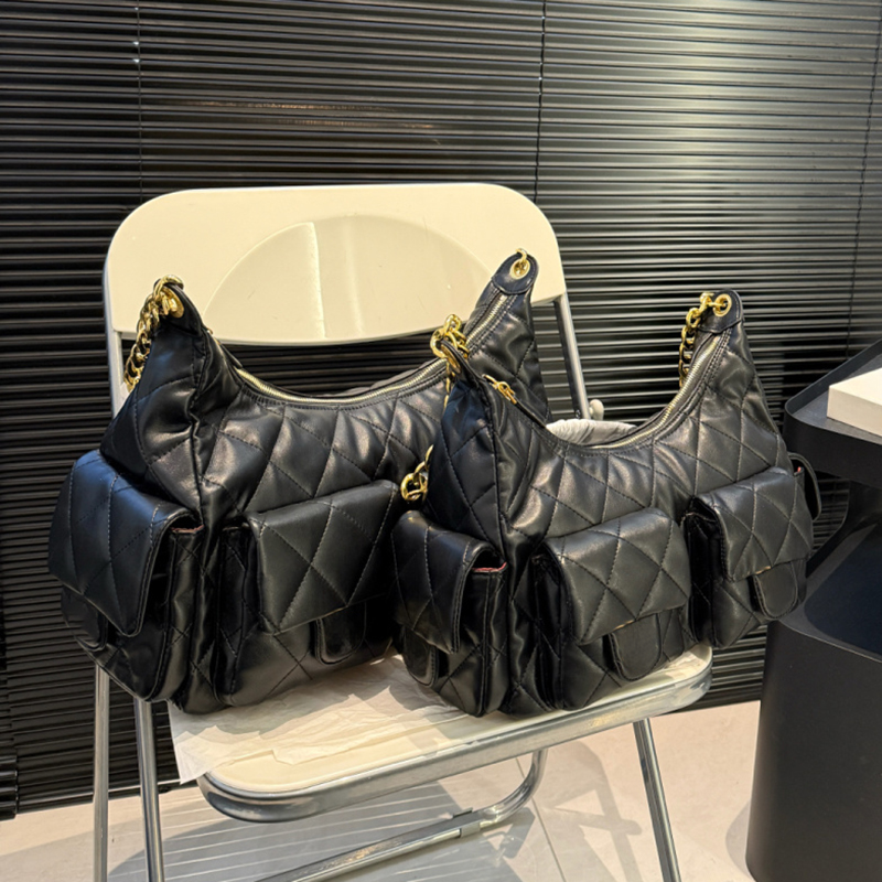 Designer Handbag Women Leather Shoulder Bag Multi Pockets Underarm Hobo Bag