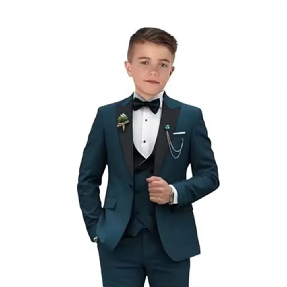 Wedding Suit For Boys Children Dark Green Stage Performance Formal Suit Flower Kids School Graduation Piano Ceremony Costume Set 250120