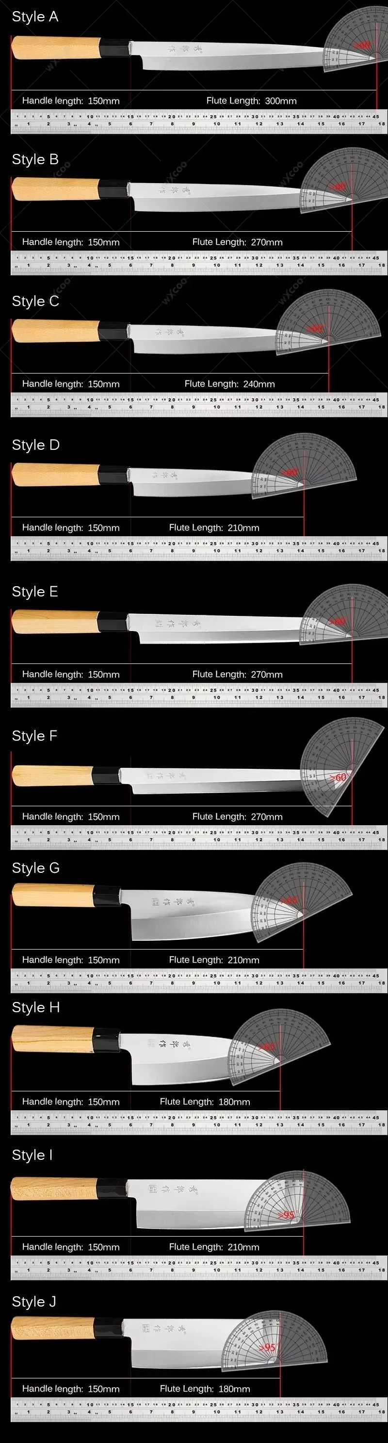 WXCOO Japanese Sushi Knife Sashimi Sushi Knife Slicing Knife Cooking Knives Cutting Sushi Fish Filleting Slicing Meat Cleaver X250125