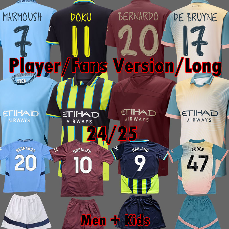 2024 Collection Kits 2025 Fourth Soccer Jerseys FODEN DE BRUYNE HAALAND Blue Moon GREALISH MAN cities 4th football shirt 24 25 MARMOUSH kit Kids CITY shirts 3XL 4XL