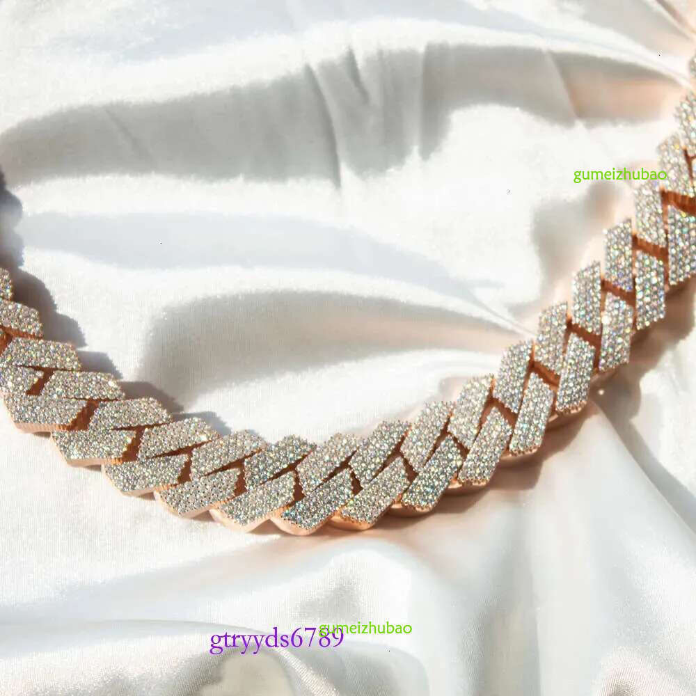 Kibo Custom Hip Hop Designer Necklace Jewelry Vvs Sterg Sier Def 20mm Dia Moissanite 14k Rose Plated Cuban k Chain