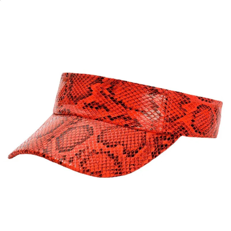 Men Womens PU Leather Snakeskin Visor Cap Sun Protection Beach Traveling Club Visor Hat Red Blue Brown 250115