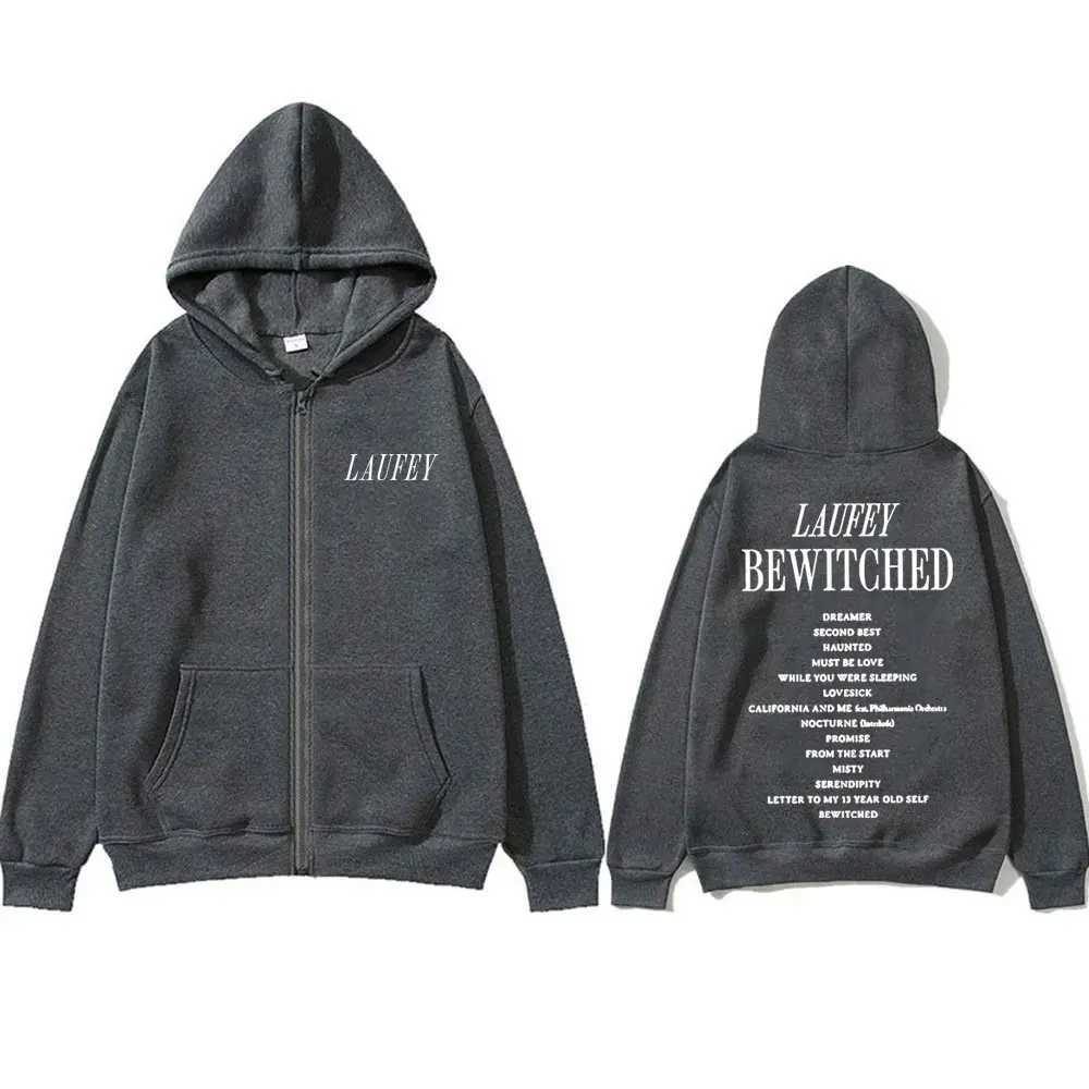 Singer Laufey Bewitted Letter Print Zipper Hoodie Mens Casual Oversized Zipper Jacket Mens Wool Zipper Sweatshirt X250125