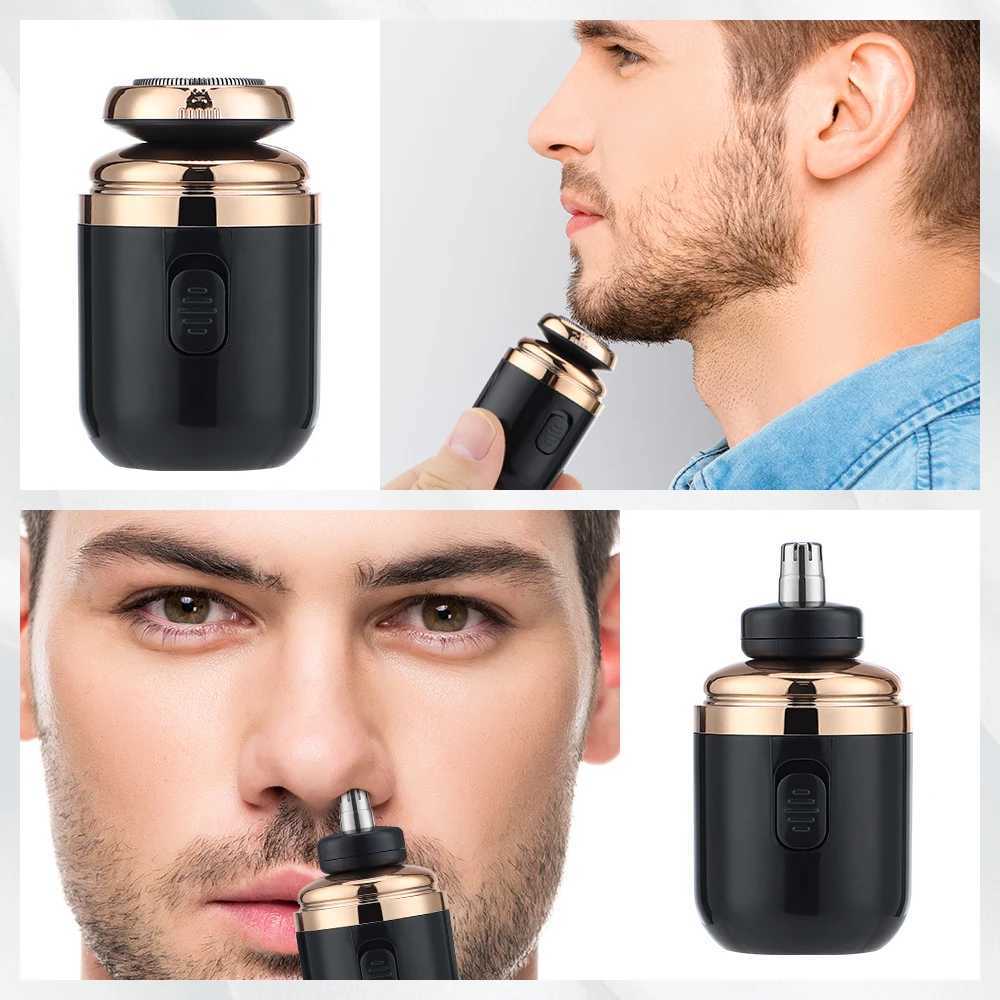 USB Rechargeable Mens Electric Shaver Mini Razor For Men 2 In 1 Painless Beard Nose Hair Trimmer Double s Shaving ManeW250117