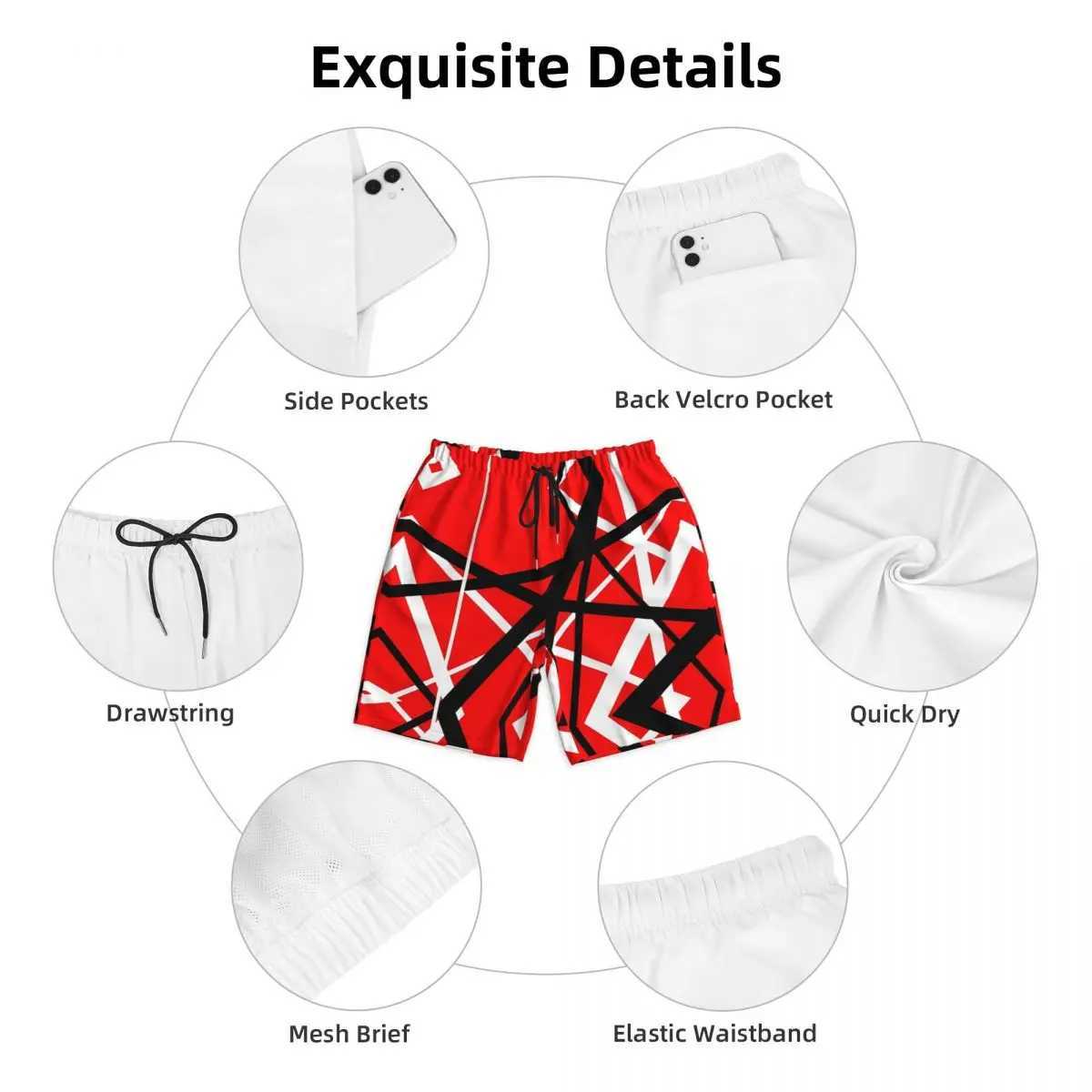 Van Halen Fashion Board Shorts Summer Cool Sports Board Shorts Mens Breathable Fashion Design Oversized Swimming Pants W250114