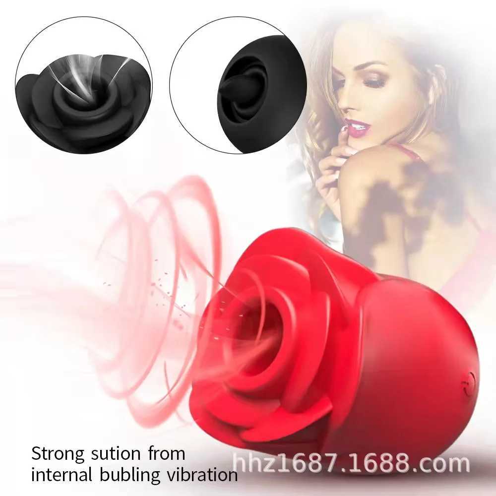 10 speed powerful vibrator rose clitoral suction cup vibrator female clitoral stimulator tongue licking nipple sex toyXJ250227