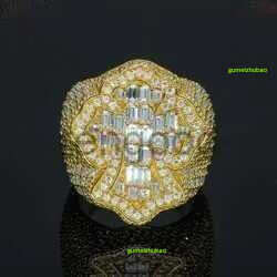 Fine jewelry iced out hip hop cuban gold plated sterg sier vvs moissanite dia ring for men