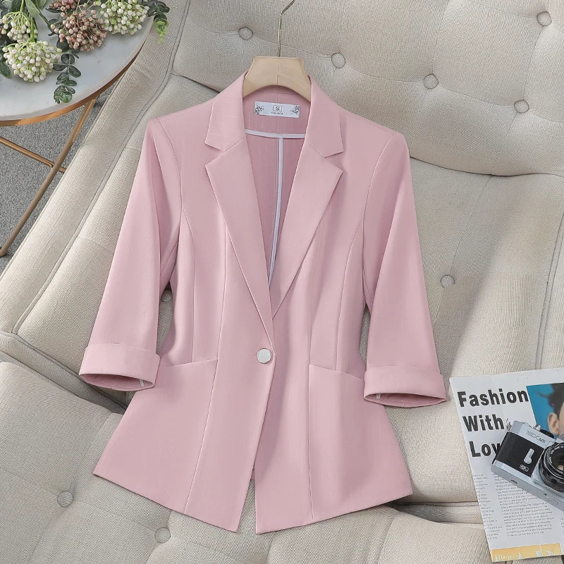 ZJYT Spring Office Lady Blazers Womens Jacket Coat Outerwears Elegant Casaco Feminino Casual Plus Size Veste Femme 250106