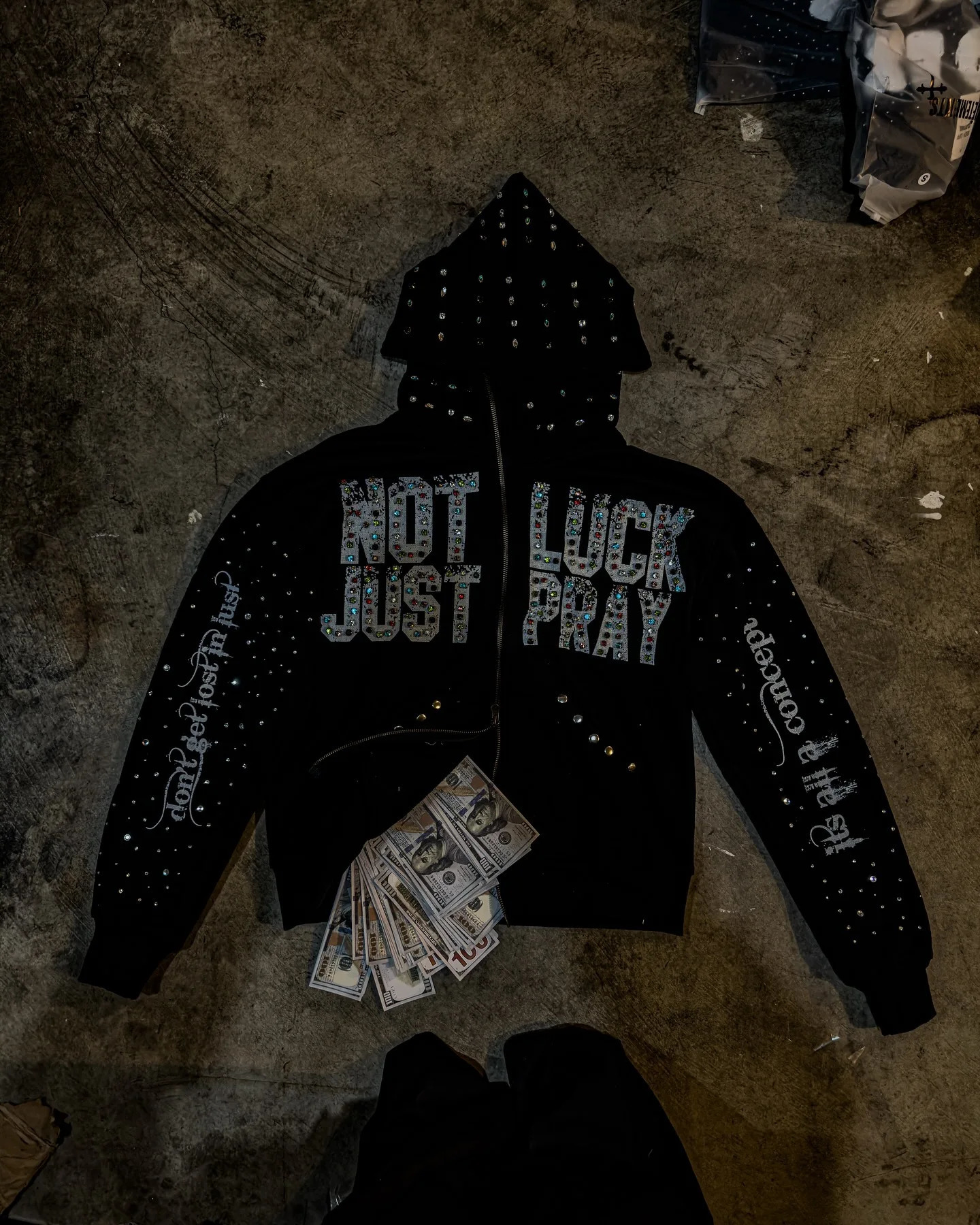 American Retro Hip Hop Punk Rhinestone Embroidery Zipper Hoodie Y2k Gothic Mens Loose Grunge Hooded Sweatshirt Rock Streetwear 250118