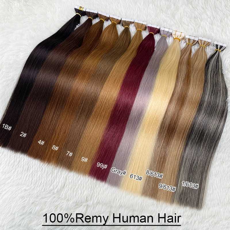 Adhesive tape for hair extension straight hair 40 pieces/pack European Remy straight invisible tape adhesive hair extension W250113