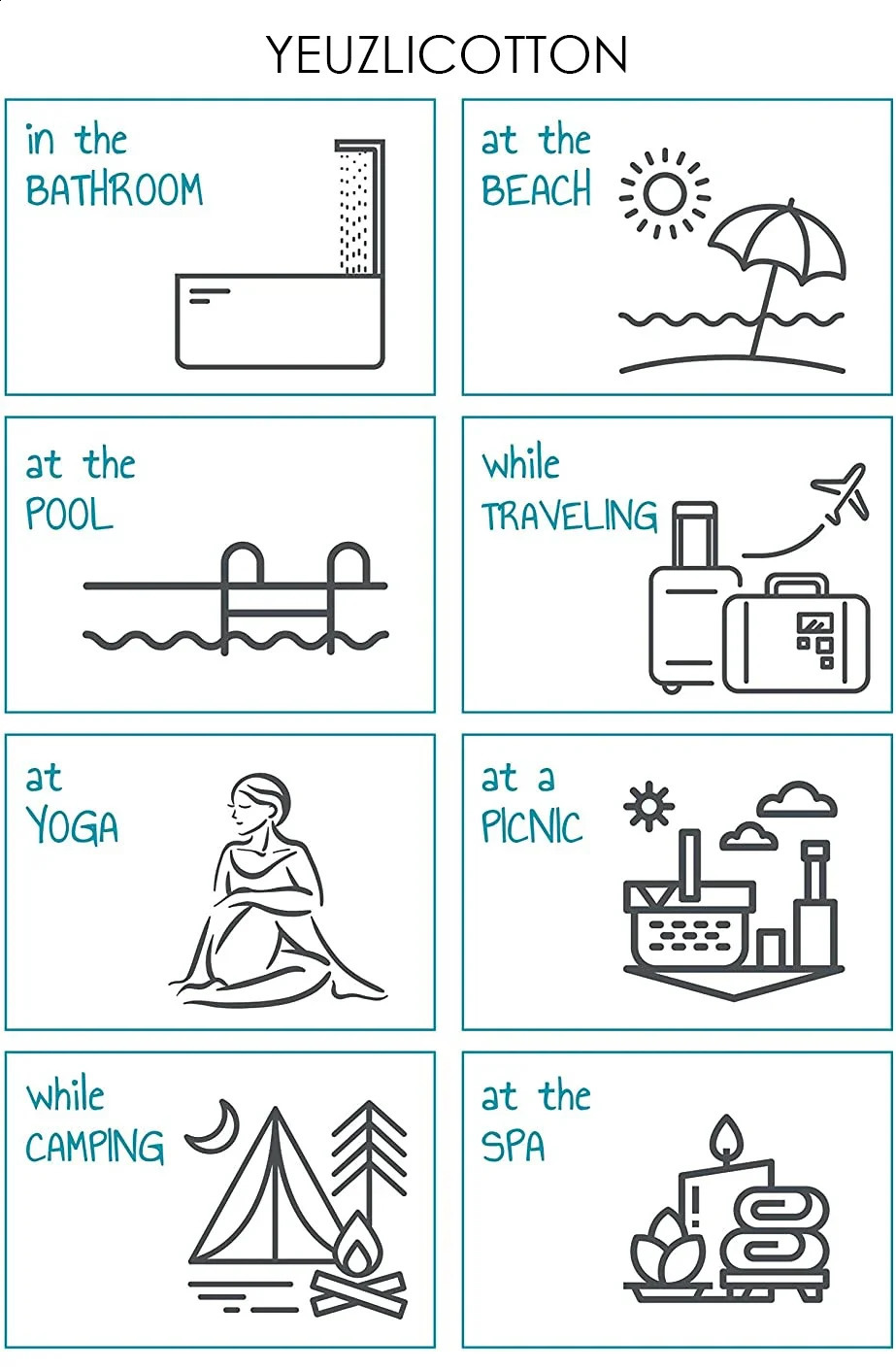 YEUZLICOTTO Striped Cotton Turkish Sport Bath Towel with Tassels Travel Gym Camping Sauna Beach Pool Blanket Absorbent Easy Care 250120