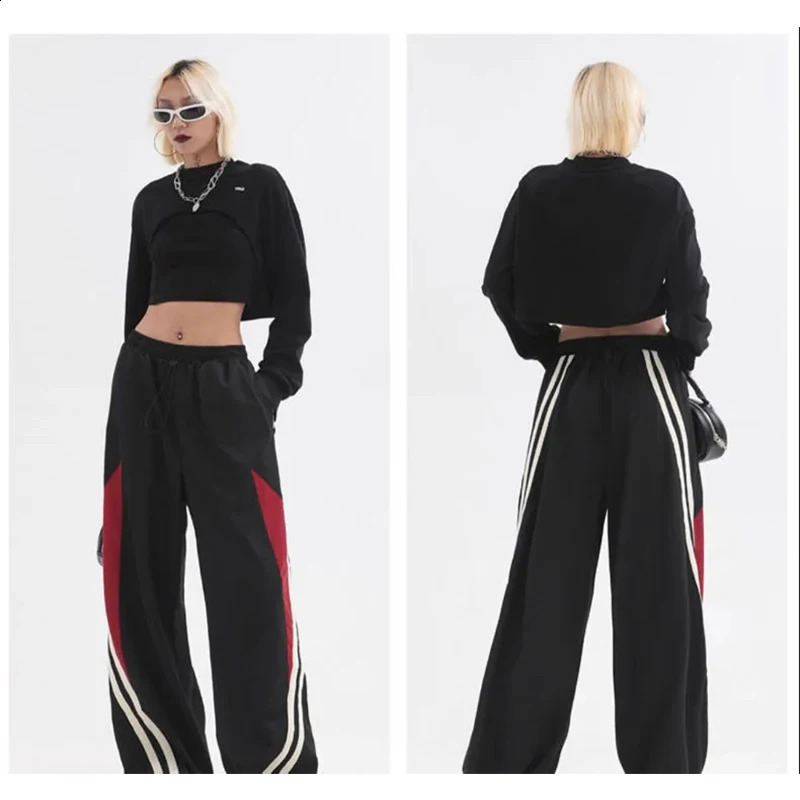 Women Oversized Sports Wide Leg Pants Hip Hop Sweatpants Casual Joggers Fashion Streetwear Y2k High Waist Baggy Trousers