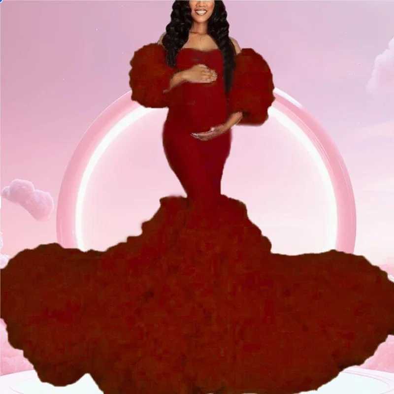 Maternity Dresses Hot maternity dress Photosoot sheer Maxi baby shower ruffled edges W250113 H250211 H250212HX3A