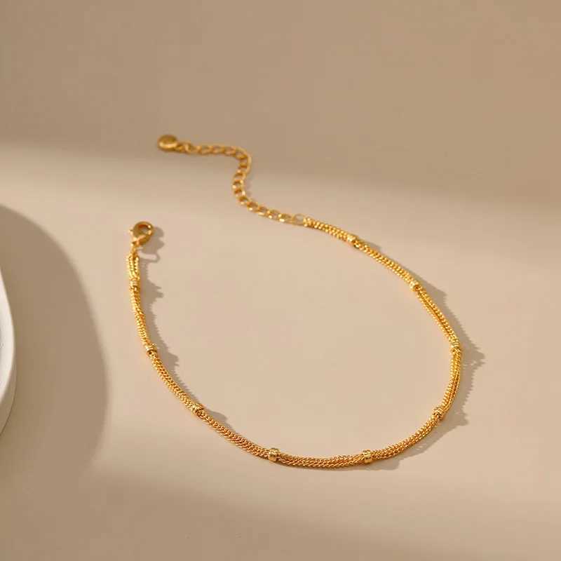 Copper Plated 18K Gold French Multi-layer Chain Vintage Design Anklet Women Fashion Versatile Wind Popular JewelryXJ250121