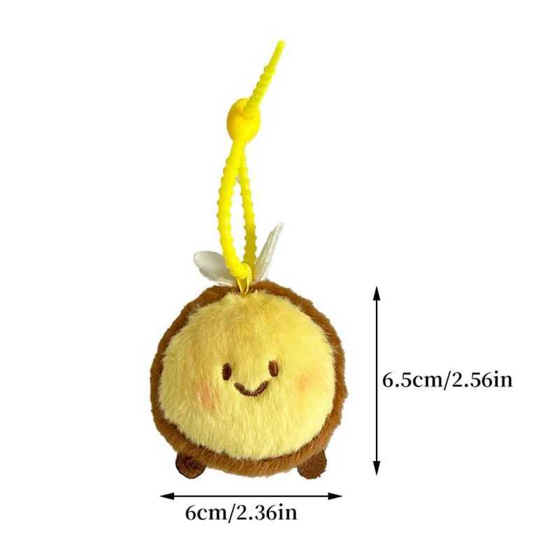 Random One Cute Bee Plush Doll Keychain Pendant Bag Hanging Ornaments Honeybee Mini Stuffed Soft Fun Toy Couple Accories Gift W250116