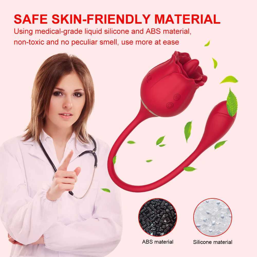 Rose Vibrator Female Tongue Licking Nipple Stimulator Sucking Clitoris Vagina Massager Vibrating Egg Dildo Sex Toys for Women W250117