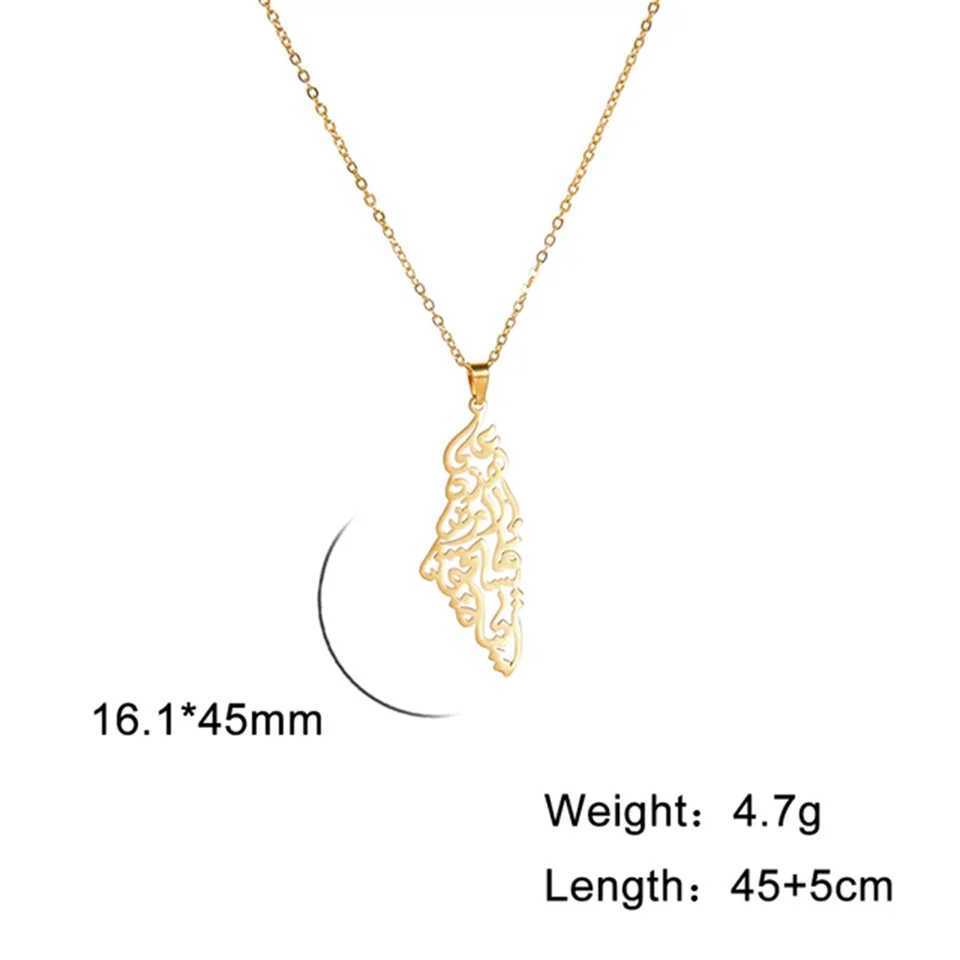 My Shape Palestine Arabic Pendant Necklaces for Women Men Country Geographic Charms Chain Choker Fashion Stainless Steel JewelryXJ250121