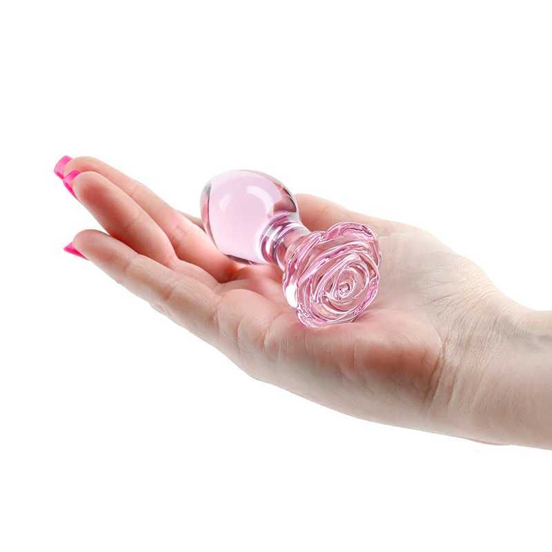Small Pink Glass Butt Plug Crystal Huge Ball Anal Beads Fake Penis Heart Rose Glass Anus Dildo Set Adult Masturbation ToyXJ250121