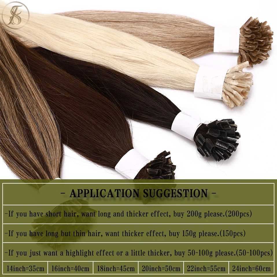 TESS U-Tip Fusion Hair Extension Microlink Keratin Hair Extension g/pc Human Hair Capsule Pre Adhesive Natural Hair Extension W250113