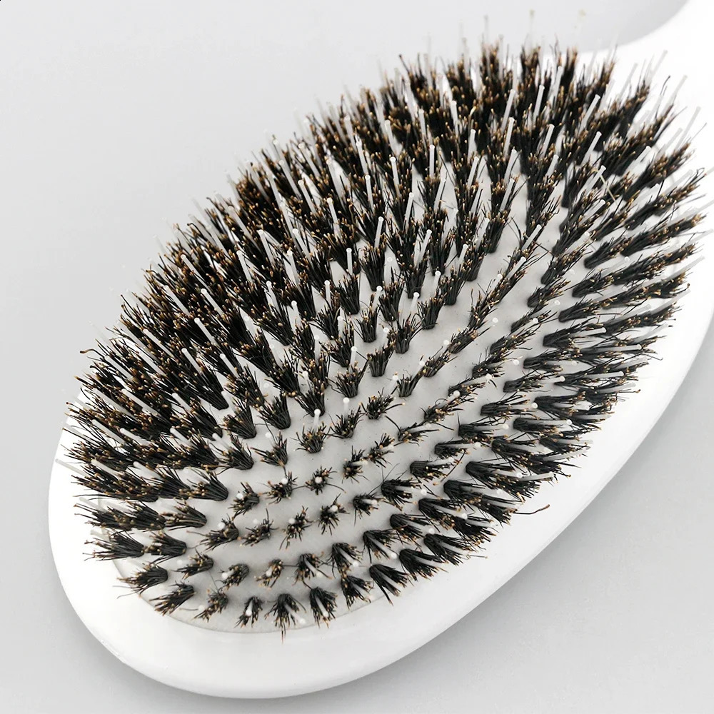 Boar Bristle Paddle Hair Brush Massage Comb Anti Static Detangling Hair Comb Scalp Care Massage Brush Barber Hairdressing Tools 250120
