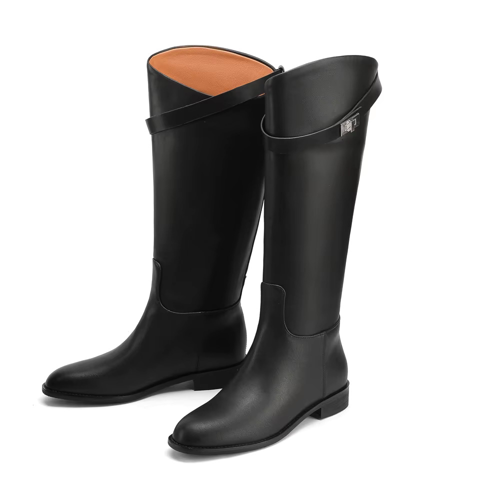 FEDONAS Ins Fashion Women Knee Genuine Leather Thick Heels Long Motorcycle Female High Warm Knight Boots