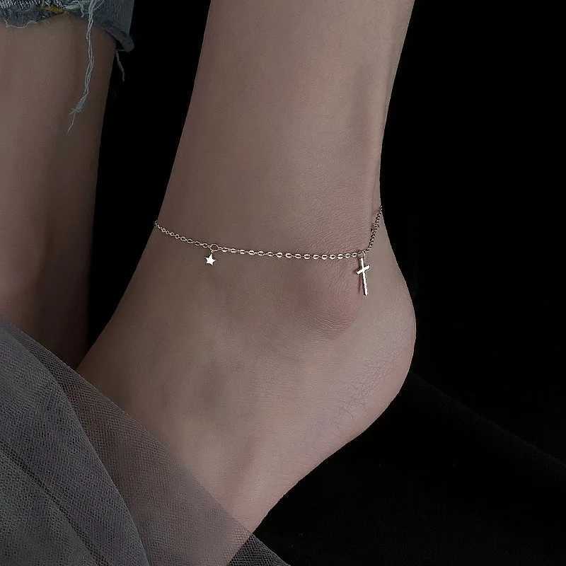 Monkton 925 Sterling Silver Summer Cross Infinite Drop Design Feet Chain Anklets For Women ankle bracelet Simple JewelryXJ250121